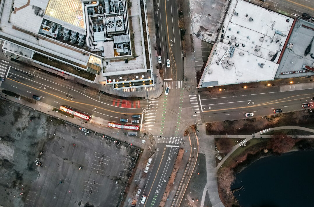 Urban intersection seen from above